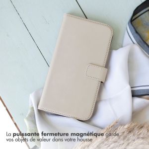 Selencia Étui de téléphone portefeuille en cuir véritable S21 FE - Gris