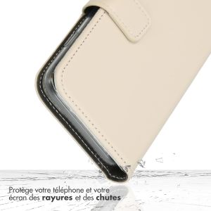 Selencia Étui de téléphone en cuir véritable iPhone 13 Mini - Gris clair