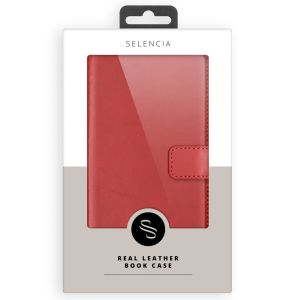 Selencia Étui de téléphone portefeuille en cuir véritable iPhone 14 Pro Max - Rouge