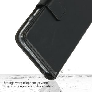 Selencia Étui de téléphone portefeuille en cuir véritable iPhone 14 Pro Max - Noir