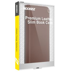 Accezz Étui de téléphone Slim Folio en cuir de qualité supérieure iPhone 14 Plus - Brun