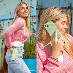 iMoshion Coque design en silicone avec cordon iPhone 15 - Retro Green
