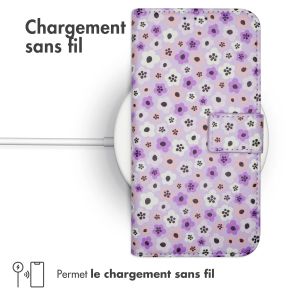 iMoshion ﻿Étui de téléphone portefeuille Design Samsung Galaxy A14 (5G/4G) - Purple Flowers