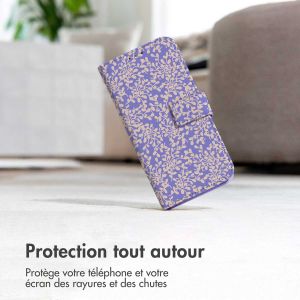 iMoshion ﻿Étui de téléphone portefeuille Design Samsung Galaxy S23 - Purple White Flowers