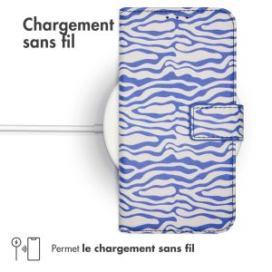 iMoshion ﻿Étui de téléphone portefeuille Design iPhone 12 (Pro) - White Blue Stripes
