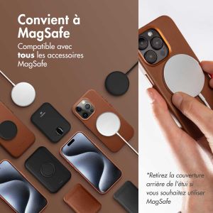 Accezz Étui de téléphone portefeuille en cuir 2-en-1 avec MagSafe iPhone 15 Pro Max - Sienna Brown
