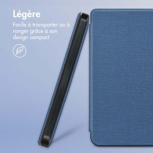 iMoshion Étui de liseuse portefeuille Canvas Sleepcover avec support Kobo Libra 2 / Tolino Vision 6 - Bleu foncé