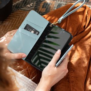 Selencia Étui de téléphone amovible en cuir végétalien iPhone 13 - Bleu