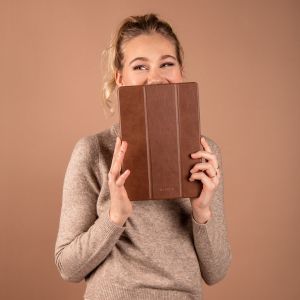 Selencia Coque en cuir vegan Trifold Book Galaxy Tab A7 Lite - Brun