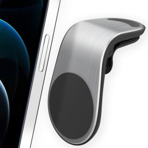 Accezz Support de téléphone pour voiture iPhone 13 Pro Max - Universel - Grille de ventilation - Magnétique - Argent