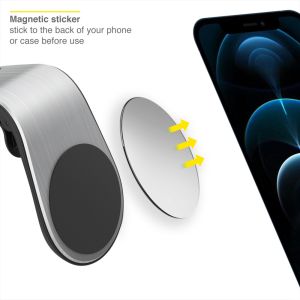 Accezz Support de téléphone pour voiture iPhone 11 Pro Max - Universel - Grille de ventilation - Magnétique - Argent