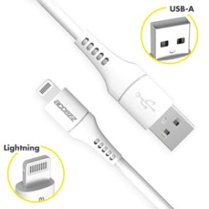 Accezz Câble Lightning vers USB iPhone 12 Pro Max - Certifié MFi - 0,2 mètres - Blanc