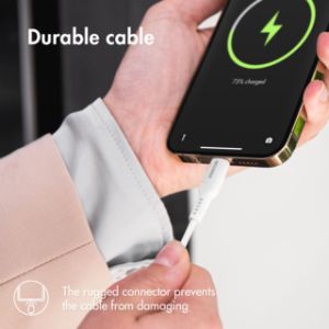 Accezz Câble Lightning vers USB iPhone 13 Pro Max - Certifié MFi - 0,2 mètres - Blanc