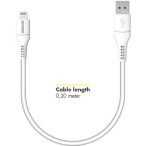 Accezz Câble Lightning vers USB iPhone 7 Plus - Certifié MFi - 0,2 mètres - Blanc
