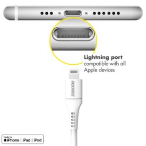 Accezz Câble Lightning vers USB iPhone 7 Plus - Certifié MFi - 1 mètre - Blanc