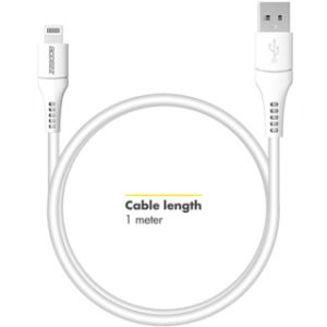 Accezz Câble Lightning vers USB iPhone 13 Pro Max - Certifié MFi - 1 mètre - Blanc
