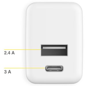 Accezz Wall Charger iPhone 12 Mini - Chargeur - Connexion USB-C et USB - Power Delivery - 20 Watt - Blanc