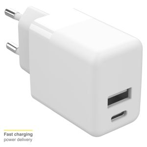 Accezz Wall Charger iPhone 13 Pro - Chargeur - Connexion USB-C et USB - Power Delivery - 20 Watt - Blanc