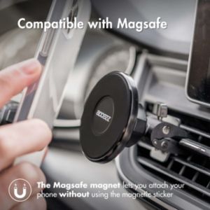 Accezz Support de téléphone voiture iPhone 13 - MagSafe - Grille de ventilation - Magnétique - Noir