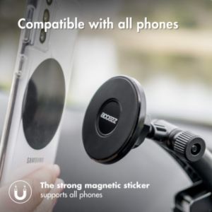 Accezz Support de téléphone voiture iPhone 13 Pro Max - MagSafe - Tableau de bord et pare-brise - Magnétique - Noir