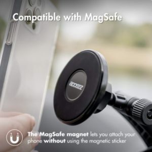 Accezz Support de téléphone voiture iPhone 13 Mini - MagSafe - Tableau de bord et pare-brise - Magnétique - Noir