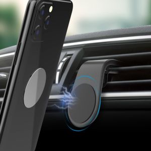 Accezz Support de téléphone pour voiture iPhone 8 Plus - Universel - Grille de ventilation - Magnétique - Argent
