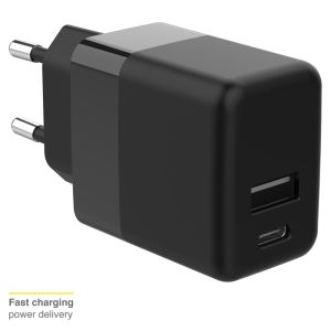 Accezz Wall Charger iPhone Xs - Chargeur - Connexion USB-C et USB - Power Delivery - 20 Watt - Noir