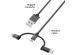 iMoshion Câble 3-en-1 - Câble Lightning, USB-C et Micro-USB - Tissu tressé - 1,5 mètres - Noir
