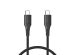 iMoshion ﻿Mini chargeur de voiture - 2 ports - USB-A Quick Charge - USB-C Power Delivery - 60 Watts - Noir + Câble USB-C vers USB-C tressé - 1 mètre - Noir