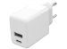 Accezz Wall Charger iPhone 13 Pro - Chargeur - Connexion USB-C et USB - Power Delivery - 20 Watt - Blanc