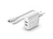 Belkin Boost↑Charge™ Dual USB Wall Charger iPhone 13 Mini + câble Lightning - 24W - Blanc