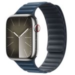 Apple Leather Link Apple Watch Series 1-9 / SE / Ultra (2) - 42/44/45/49 mm - Taille S/M - Baltic Blue