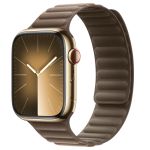 Apple Leather Link Apple Watch Series 1-9 / SE / Ultra (2) - 42/44/45/49 mm - Taille S/M - Taupe
