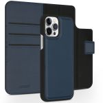 Accezz Étui de téléphone portefeuille en cuir de qualité supérieure 2 en 1 iPhone 12 (Pro) - Bleu foncé