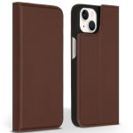 Accezz Étui de téléphone Slim Folio en cuir de qualité supérieure iPhone 13 - Brun