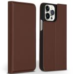 Accezz Étui de téléphone Slim Folio en cuir de qualité supérieure iPhone 13 Pro Max - Brun