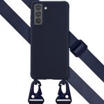 Selencia Coque silicone avec cordon amovible Samsung Galaxy S21 FE - Bleu foncé