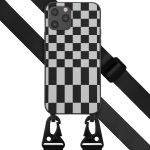 Selencia ﻿Coque design en silicone avec cordon amovible iPhone 12 (Pro) - Irregular Check Black