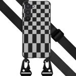 Selencia ﻿Coque design en silicone avec cordon amovible Samsung Galaxy S23 - Irregular Check Black