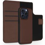 Accezz Premium Leather 2 in 1 Wallet Bookcase l'iPhone 15 Pro - Brun