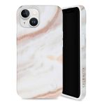 Selencia Aurora Coque Fashion iPhone 15 - Coque durable - 100% recyclée - Marbre Blanc