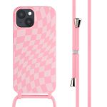 iMoshion Coque design en silicone avec cordon iPhone 15 - Retro Pink