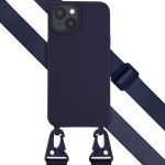 Selencia Coque silicone avec cordon amovible iPhone 15 - Bleu foncé