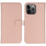 Selencia Étui de téléphone portefeuille en cuir véritable iPhone 15 Pro Max - Dusty Pink