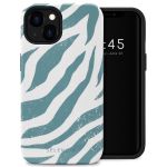 Selencia Coque arrière Vivid iPhone 13 - Colorful Zebra Pine Blue