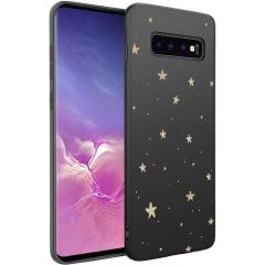 iMoshion Coque Design Samsung Galaxy S10 - Etoiles - Noir / Dorée