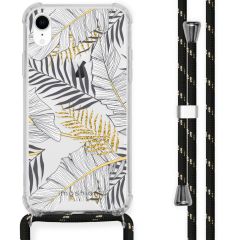 iMoshion Coque Design avec cordon iPhone Xr - Feuilles - Noir / Dorée