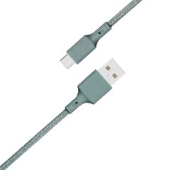 Just Green ﻿Câble micro-USB vers USB - Recyclable - Coton tressé - 2.1A - 2 mètres - Vert