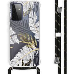 iMoshion Coque Design avec cordon Galaxy A72 - Feuilles - Noir /Dorée