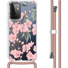 iMoshion Coque Design avec cordon Galaxy A72 - Fleur - Rose / Vert